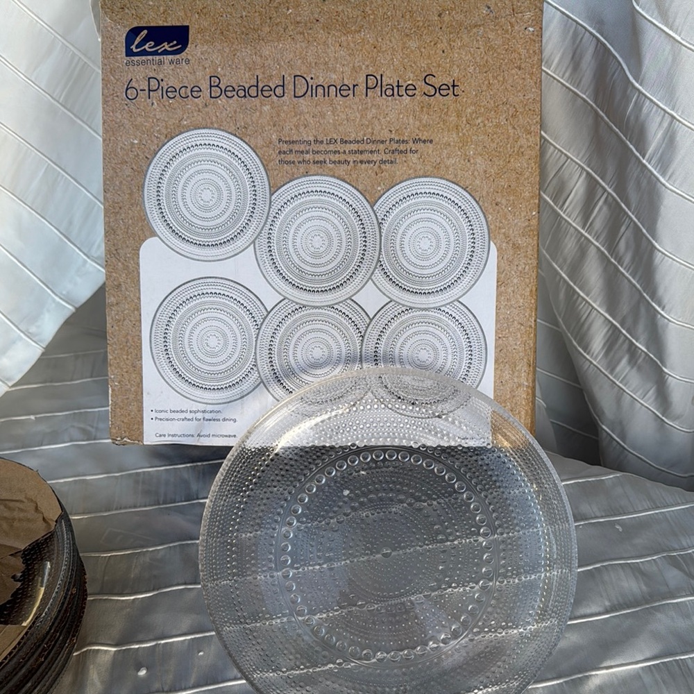 Clear Beaded Dinner Plate Set